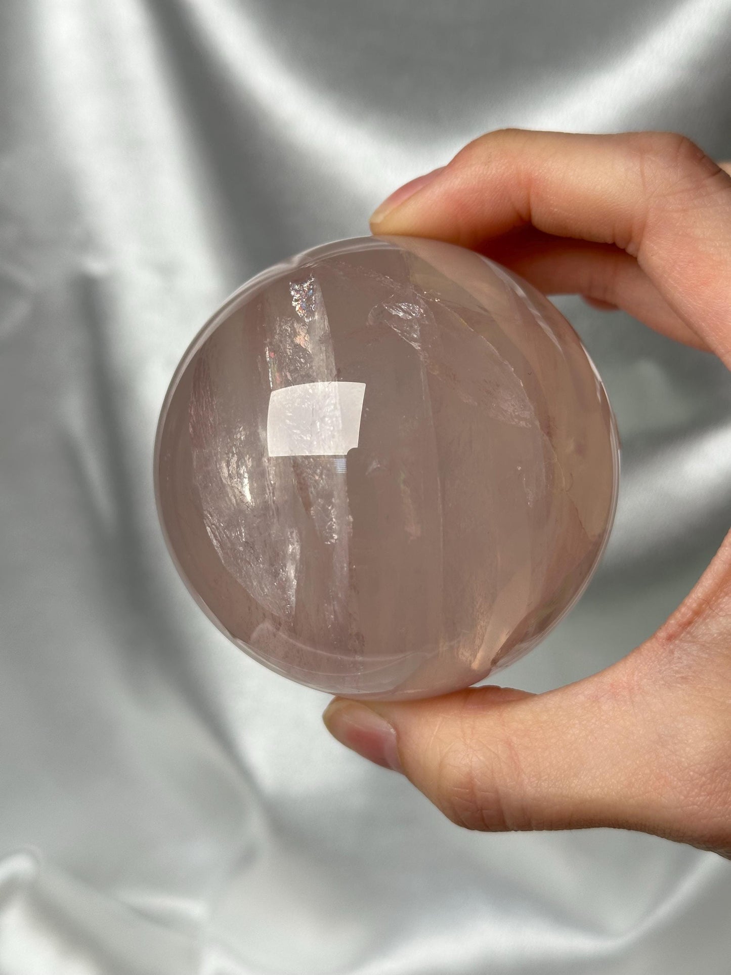 Rose Quartz Sphere – Polished Pink Crystal Orb of Love, Gentle Heart Chakra Stone, Decor, Meditation, or Gift Display