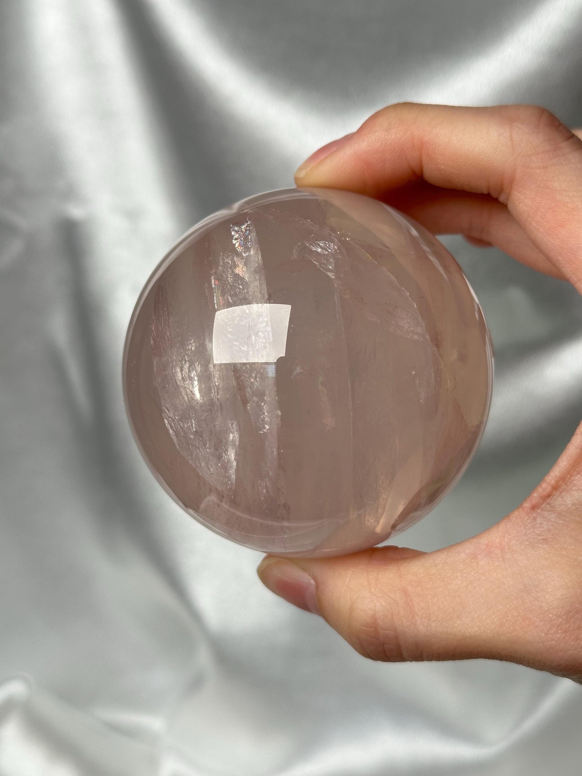Rose Quartz Sphere – Polished Pink Crystal Orb of Love, Gentle Heart Chakra Stone, Decor, Meditation, or Gift Display