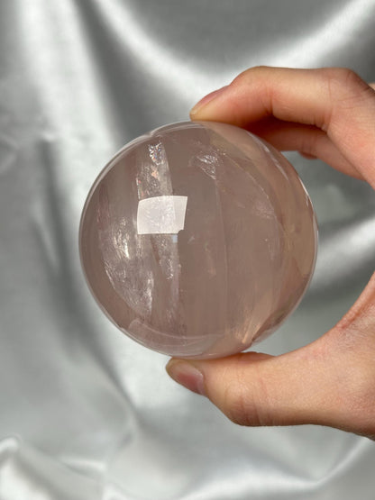 Rose Quartz Sphere – Polished Pink Crystal Orb of Love, Gentle Heart Chakra Stone, Decor, Meditation, or Gift Display