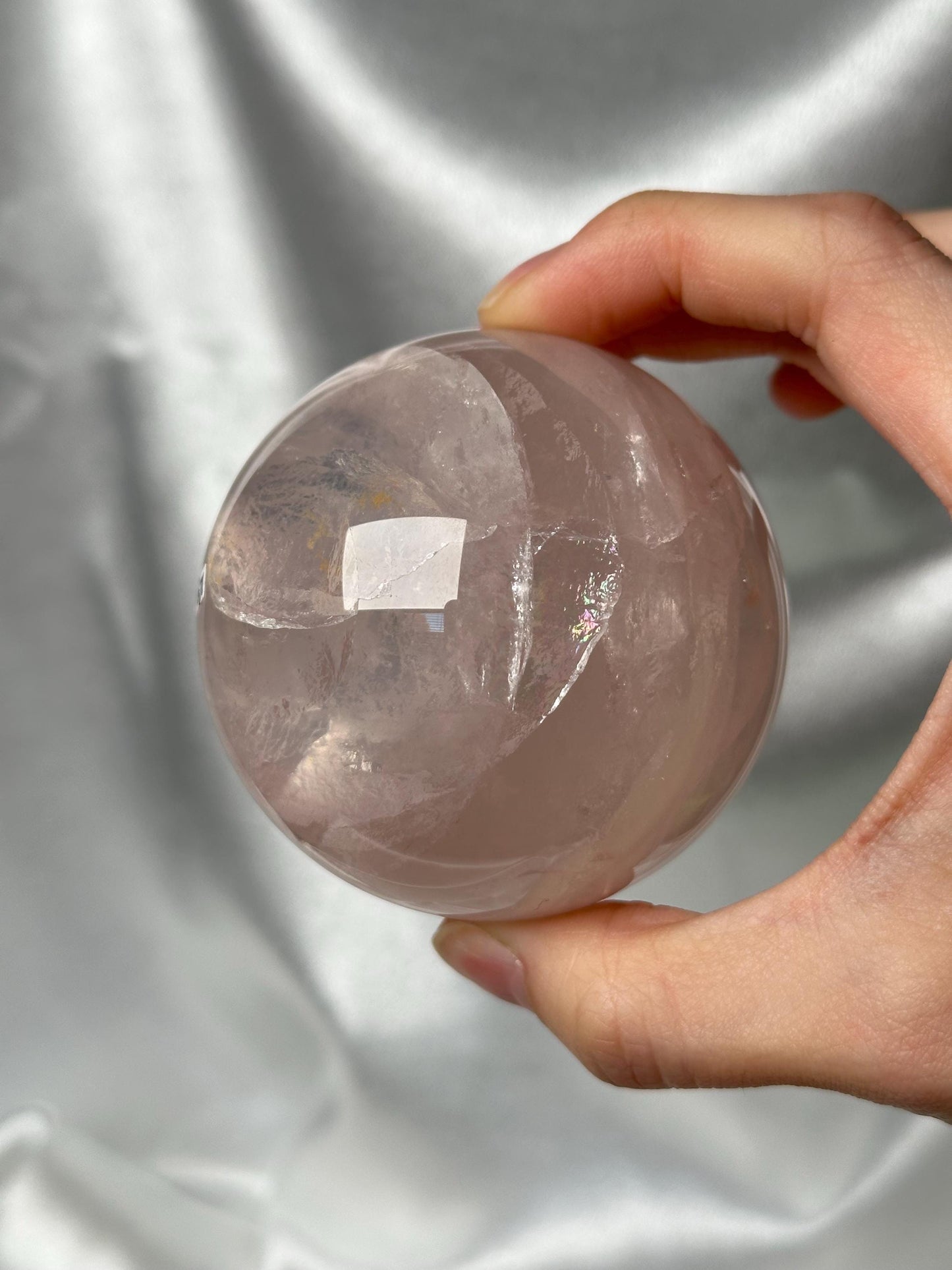 Rose Quartz Sphere – Polished Pink Crystal Orb of Love, Gentle Heart Chakra Stone, Decor, Meditation, or Gift Display
