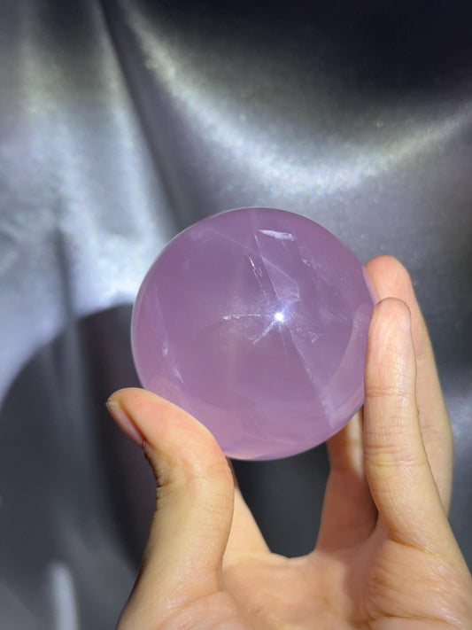 Rose Quartz Sphere – Polished Pink Crystal Orb of Love, Gentle Heart Chakra Stone for Emotional Healing, Decor, Meditation, or Gift Display