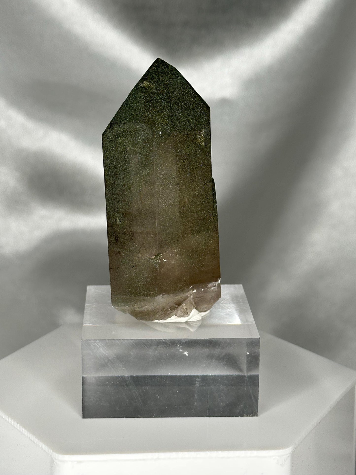 Smoky Quartz Point with Chlorite Dusting – Tiefen Glacier, Urseren, Switzerland – Alpine Mineral Specimen, Grounding & Cleansing Crystal