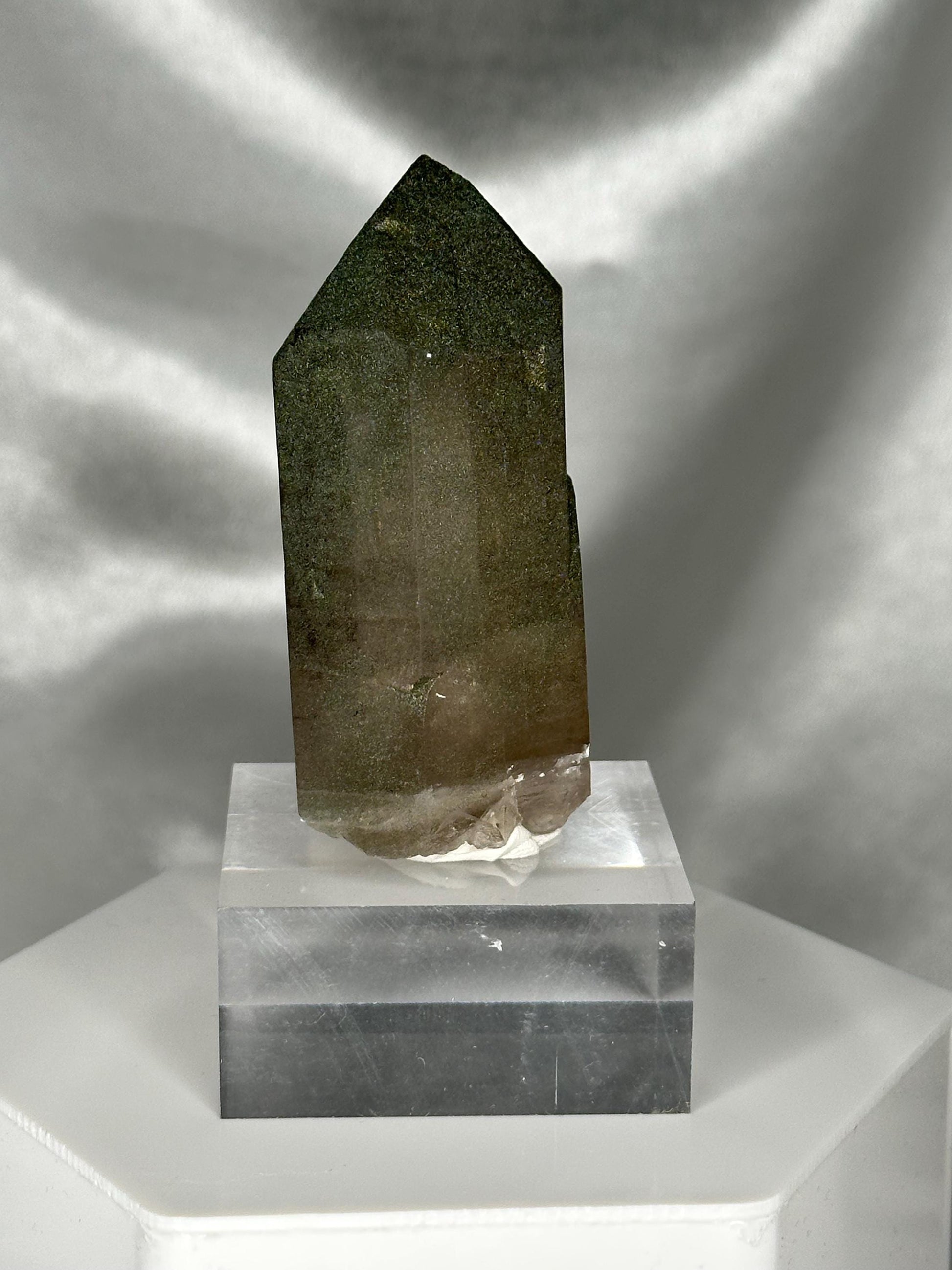Smoky Quartz Point with Chlorite Dusting – Tiefen Glacier, Urseren, Switzerland – Alpine Mineral Specimen, Grounding & Cleansing Crystal