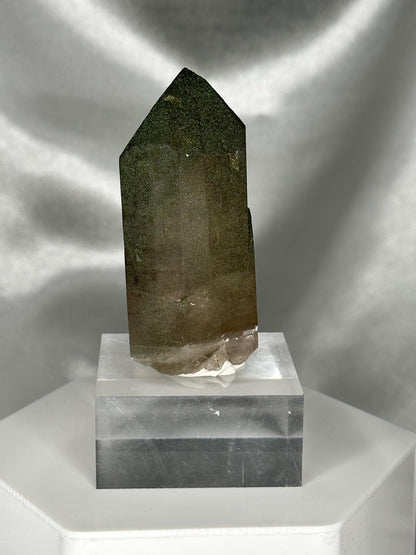 Smoky Quartz Point with Chlorite Dusting – Tiefen Glacier, Urseren, Switzerland – Alpine Mineral Specimen, Grounding & Cleansing Crystal