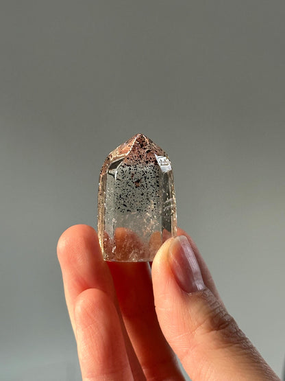 Light Smoky Quartz Tower with Hematite | Natural Crystal Point with Inclusions | Polished Smoky Quartz Specimen | Unique Collectible Stone