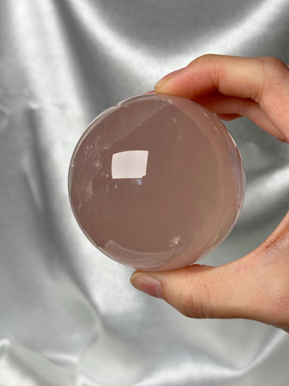 Rose Quartz Sphere – Polished Pink Crystal Orb of Love, Gentle Heart Chakra Stone, Decor, Meditation, or Gift Display