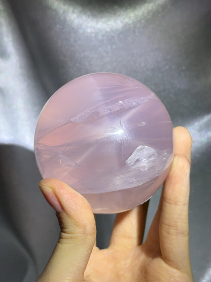 Rose Quartz Sphere – Polished Pink Crystal Orb of Love, Gentle Heart Chakra Stone, Decor, Meditation, or Gift Display