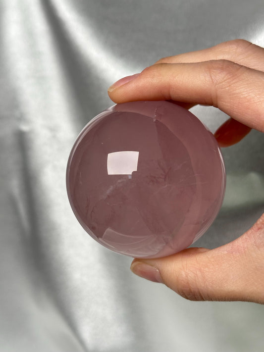 Rose Quartz Sphere – Polished Pink Crystal Orb of Love, Gentle Heart Chakra Stone for Emotional Healing, Decor, Meditation, or Gift Display