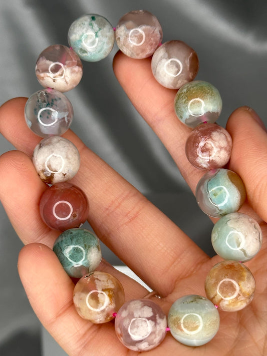 Flower Agate Bracelet | Natural Pink & White Gemstone Bracelet | Soft Feminine Crystal Jewelry for Growth and Inspiration | Thoughtful Gift