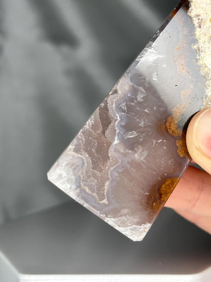 Druzy Agate Tower with Moss Inclusions | Natural Green Moss Agate Point | Sparkling Crystal Tower Display for Home or Office Décor