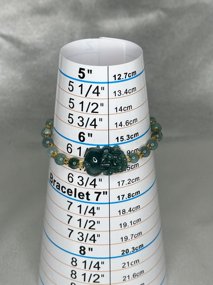 Guardian of Flow – Blue Water Jade Bracelet with Pixiu Charm for Prosperity, Protection & Calm Energy, Feng Shui Wealth Crystal Jewelry