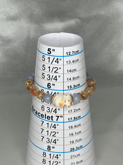 Angelite & Citrine Bracelet with Teddy Bear Bead, Comforting Crystal Jewelry for Joy, and Inner Warmth