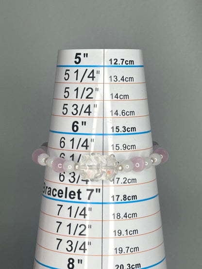 Lavender Jade, Kunzite & Pearl Bracelet with Angel Bear Bead, Gentle Love, Shy Romance and Soft Guardian Energy