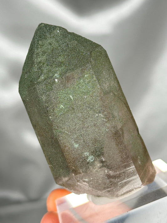 Smoky Quartz Point with Chlorite Dusting – Tiefen Glacier, Urseren, Switzerland – Alpine Mineral Specimen, Grounding & Cleansing Crystal