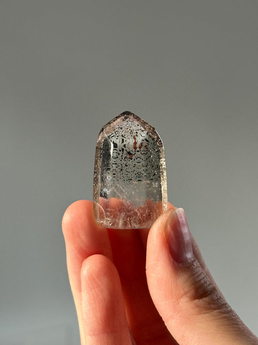 Light Smoky Quartz Tower with Hematite | Natural Crystal Point with Inclusions | Polished Smoky Quartz Specimen | Unique Collectible Stone