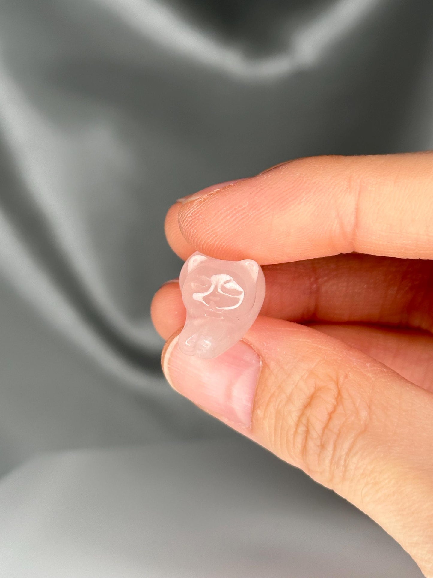 Mini Rose Quartz Sleeping Kitty | Hand-Carved Crystal Cat Figurine | Natural Pink Gemstone | Adorable Pocket-Sized Collectible Gift