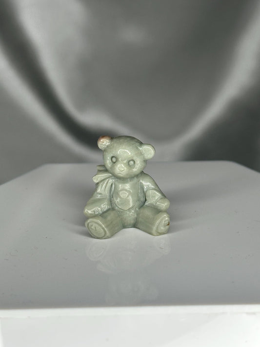 Mini Alashan Agate Teddy Bear | Hand-Carved Crystal Figurine | Natural Agate Animal Carving | Cute Collectible Stone Gift for Crystal Lovers