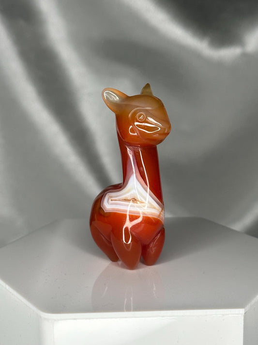 Carnelian Alpaca Carving | Hand-Carved Crystal Animal Figurine | Natural Orange Gemstone Alpaca | Cute Collectible Gift for Home or Décor