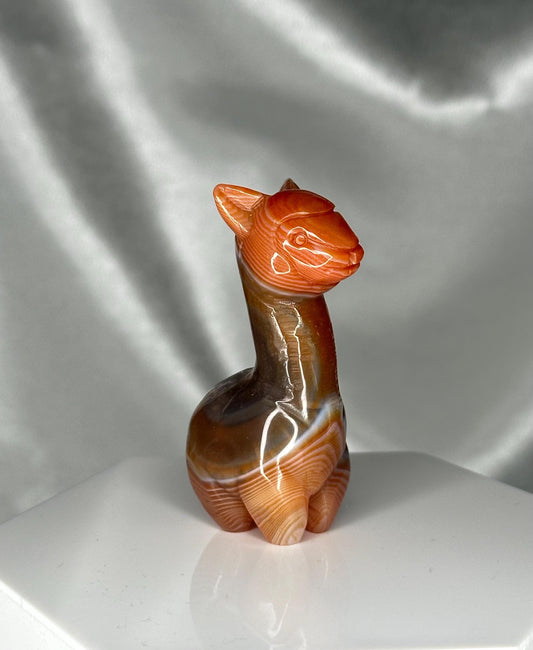 Carnelian Alpaca Carving | Hand-Carved Crystal Animal Figurine | Natural Orange Gemstone Alpaca | Cute Collectible Stone Gift for Home Décor