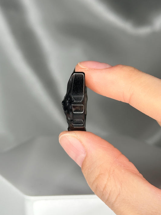 Black Obsidian Fox Mask | Hand-Carved Crystal Bead for Bracelet Making | Natural Obsidian Jewelry Supply | DIY Crafting Charm