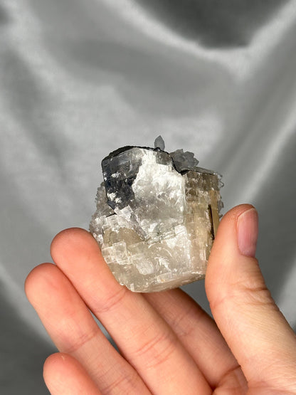 Druzy Coated Calcite Point with Quartz Crystals | Sparkling Calcite & Quartz Cluster Tower | Unique Natural Mineral Specimen from Brazil