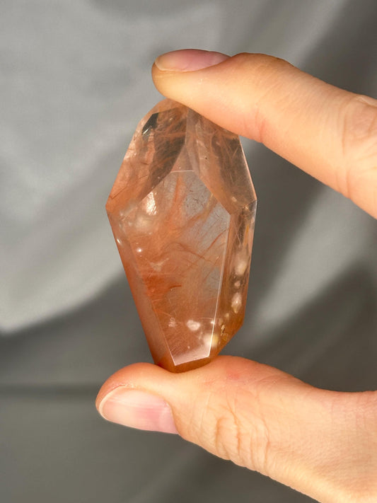 Peach Amphibole Freeform | Natural Amphibole Quartz with Cotton Ball Inclusion | Crystal Freeform Display Piece | Collector Mineral Specimen