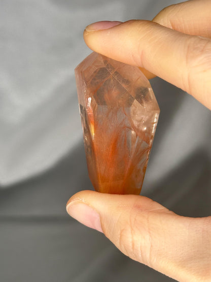 Peach Amphibole Freeform | Natural Amphibole Quartz with Cotton Ball Inclusion | Crystal Freeform Display Piece | Collector Mineral Specimen