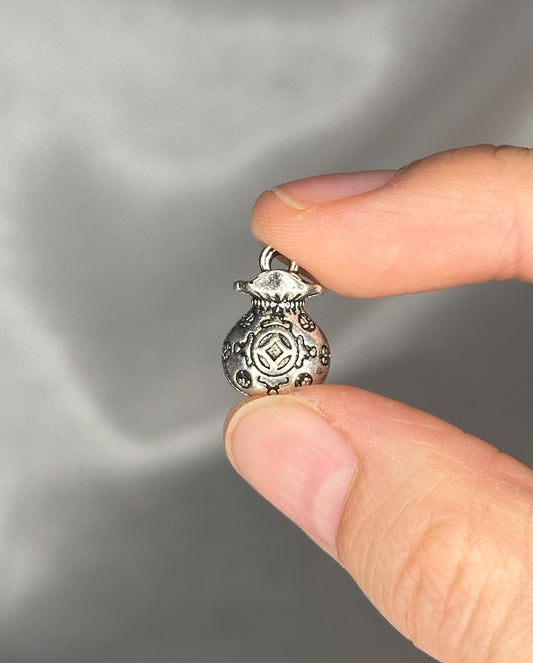 Silver Color Brass Blessing Bag Jewelry Charm | Mini Lucky Talisman Pendant | Small Metal Charm for Bracelets, Necklaces & Craft Designs