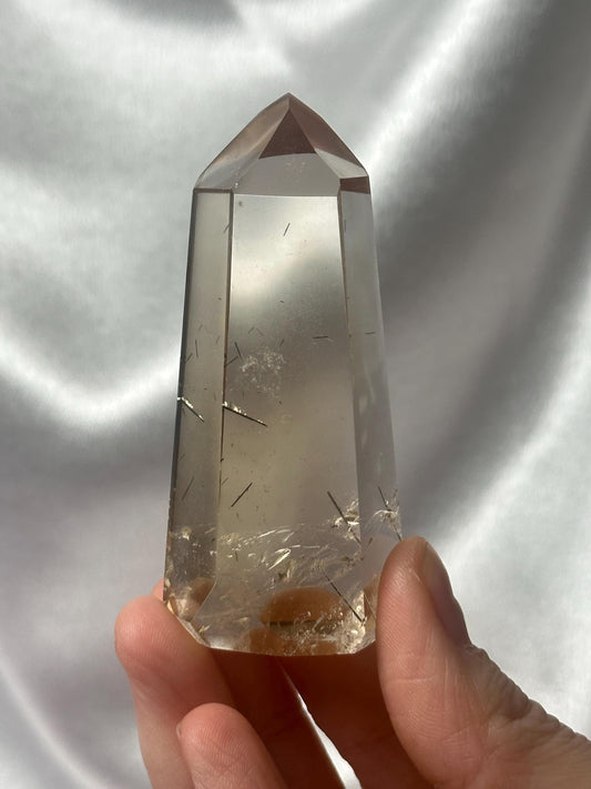 RARE Citrine & Clear Quartz with Rutile – You Pick | Polished Towers | Needle Inclusion Quartz Points | Natural Yellow and Clear Specimens