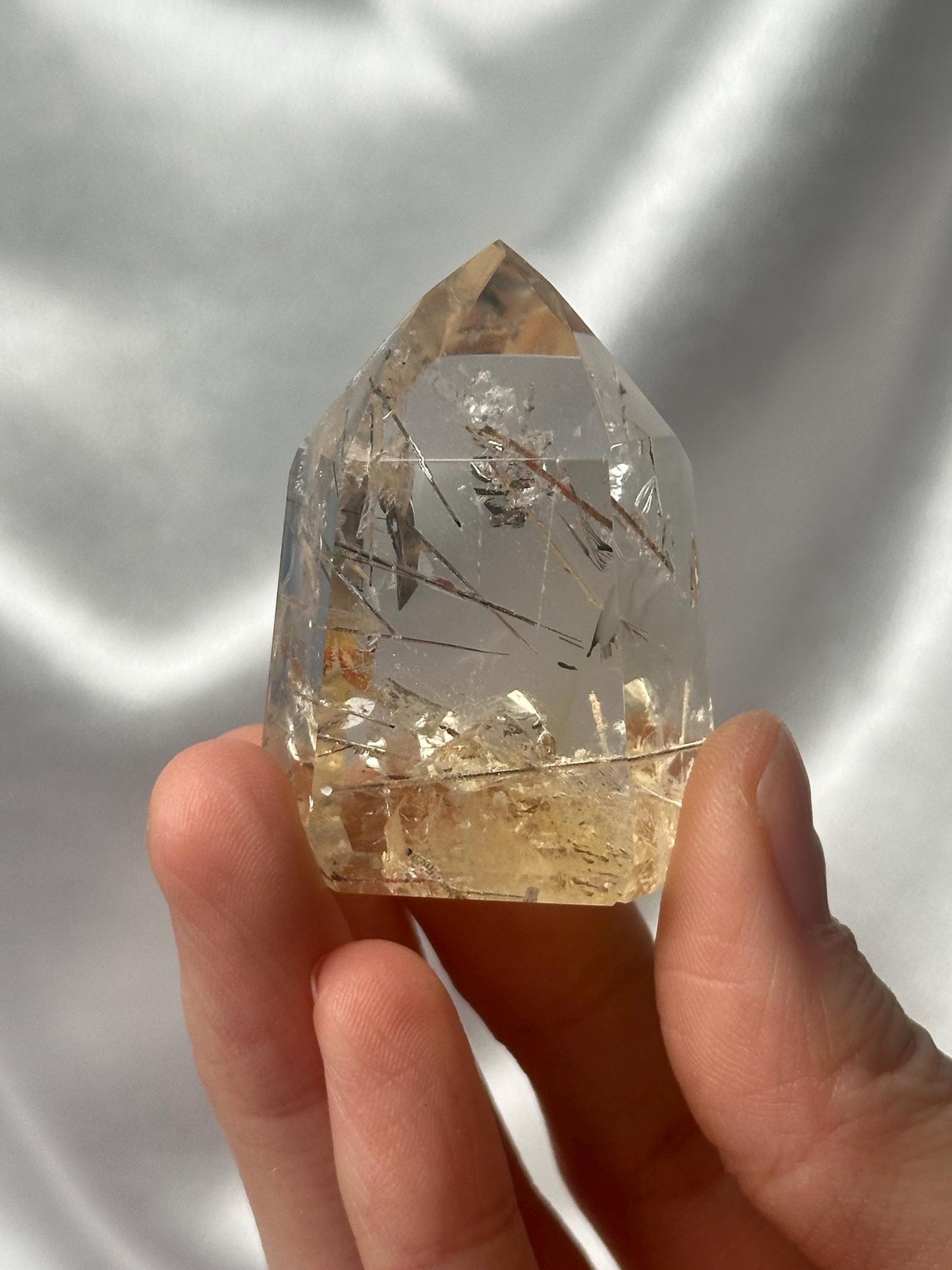 RARE Citrine & Clear Quartz with Rutile – You Pick | Polished Towers | Needle Inclusion Quartz Points | Natural Yellow and Clear Specimens