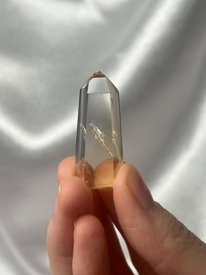 RARE Citrine & Clear Quartz with Rutile – You Pick | Polished Towers | Needle Inclusion Quartz Points | Natural Yellow and Clear Specimens