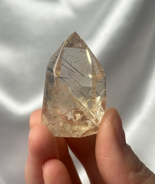 RARE Citrine & Clear Quartz with Rutile – You Pick | Polished Towers | Needle Inclusion Quartz Points | Natural Yellow and Clear Specimens