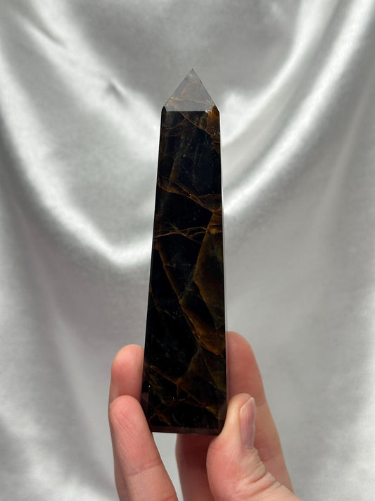 Smoky Golden Healer Quartz Tower | Natural Citrine-Toned Smokey Quartz Point | Raw Mineral Specimen for Collectors & Crystal Display