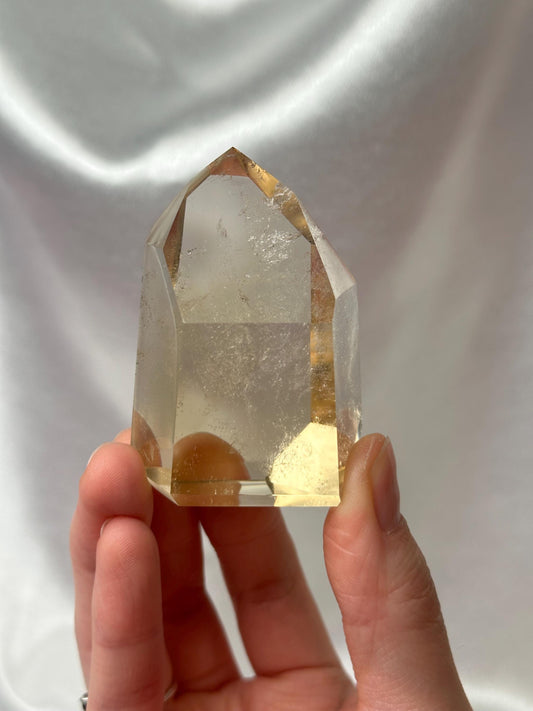 Citrine Tower | Natural Yellow Quartz Crystal Point | Polished Standing Citrine Specimen | Golden Mineral Decor Stone for Display
