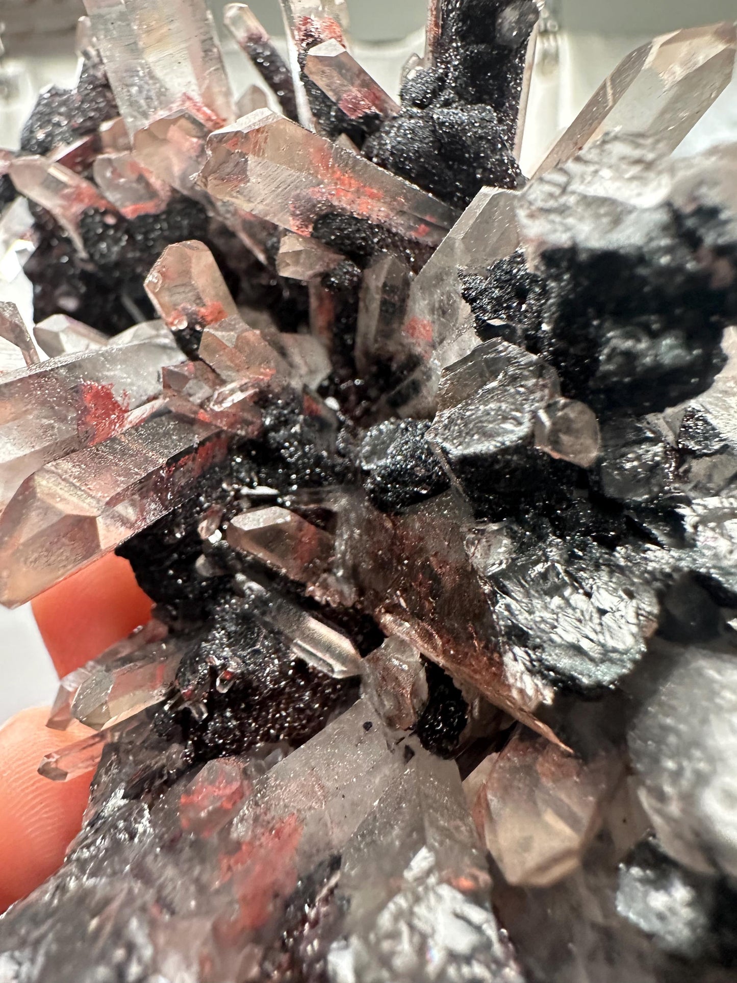 Hematite Quartz Cut Base | Natural Crystal from India | Polished Quartz with Hematite Inclusions | Unique Mineral Display Stone