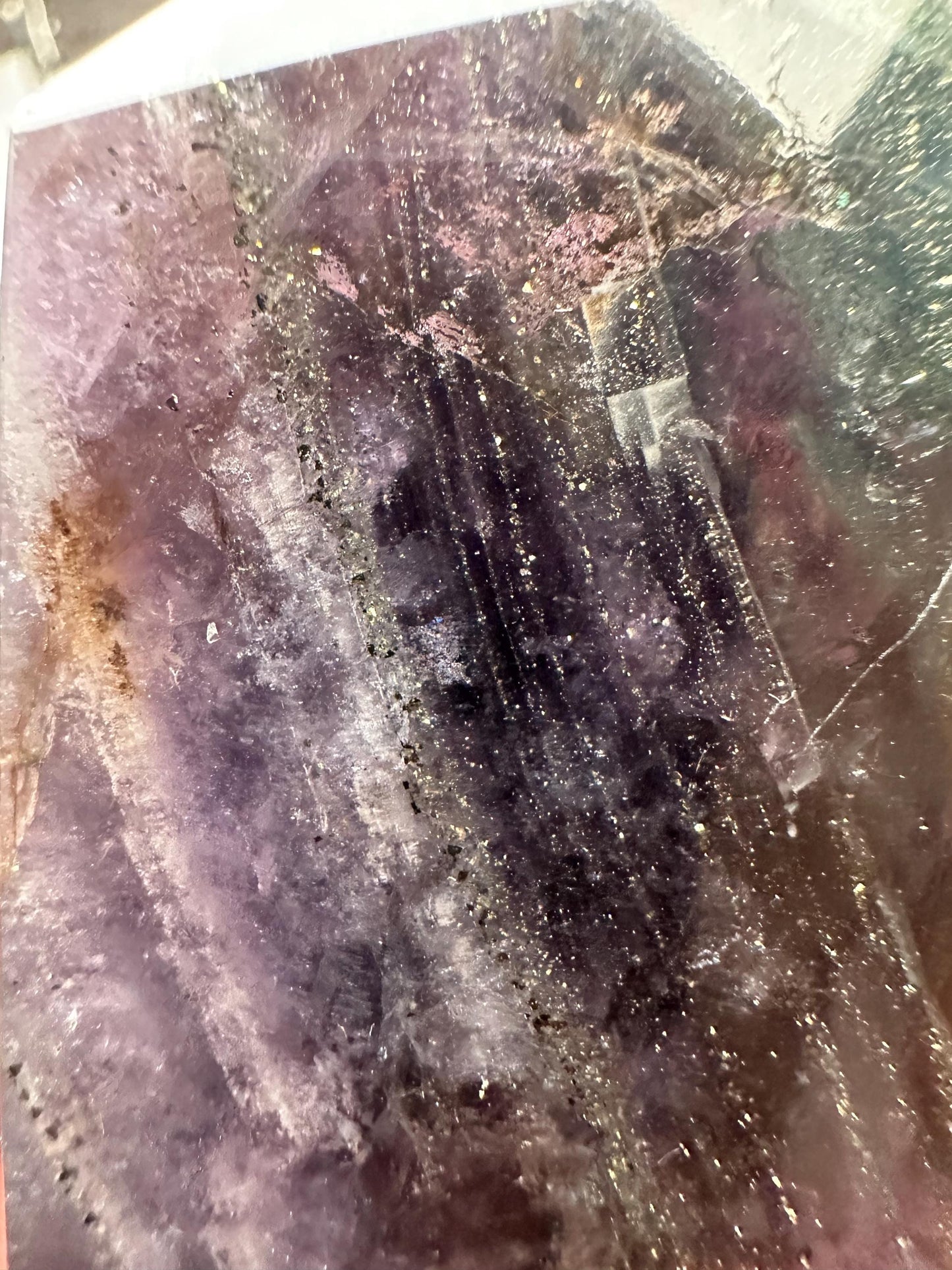 Fluorite with Pyrite Free Form UV Reactive – Polished Crystal for Focus & Confidence, Natural Gemstone Combo, Energy Tool, Unique Decor