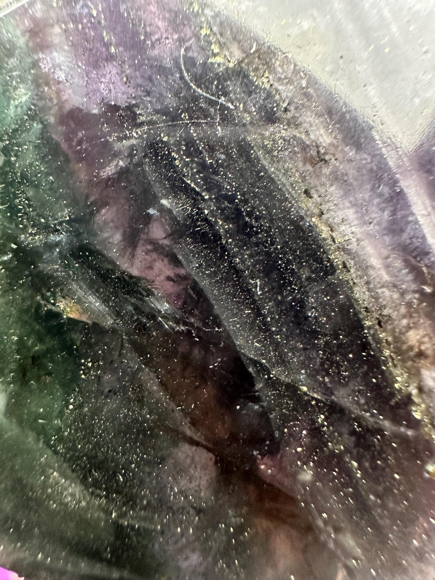 Fluorite with Pyrite Free Form UV Reactive – Polished Crystal for Focus & Confidence, Natural Gemstone Combo, Energy Tool, Unique Decor