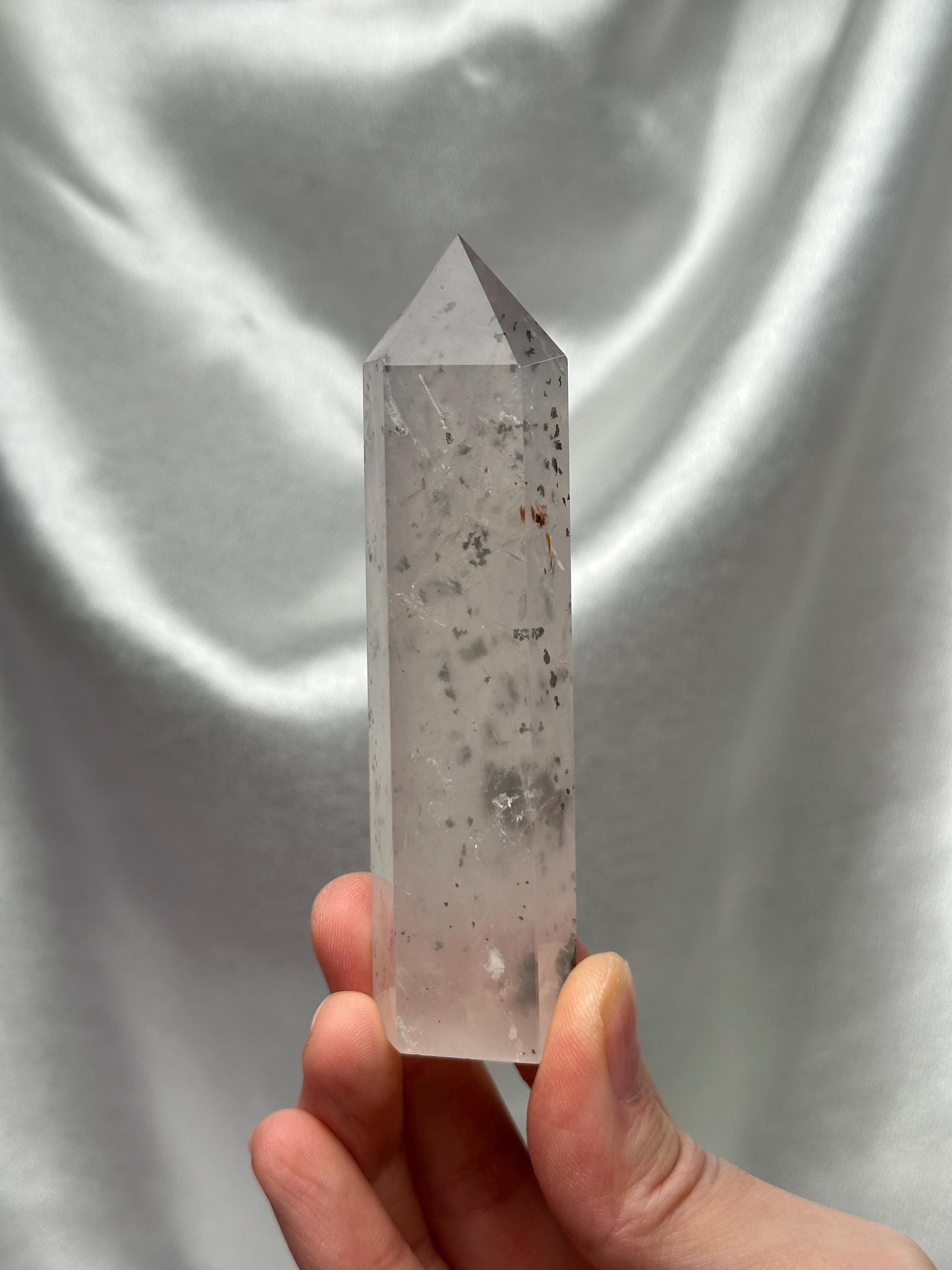 Rose Quartz with Pyrite Tower | Natural Pink Quartz Crystal Point with Pyrite Inclusions | Raw Mineral Specimen for Collectors & Display