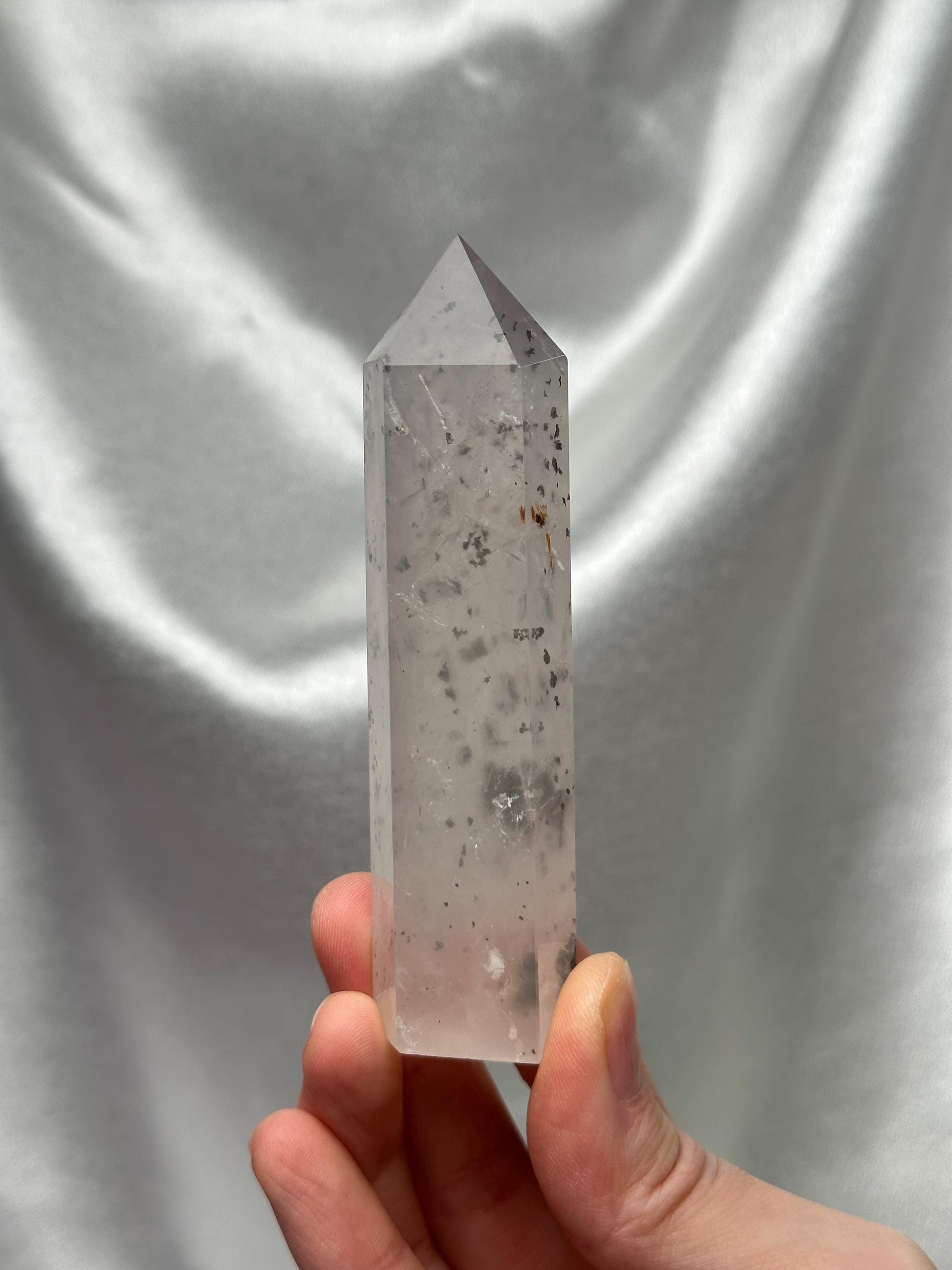 Rose Quartz with Pyrite Tower | Natural Pink Quartz Crystal Point with Pyrite Inclusions | Raw Mineral Specimen for Collectors & Display