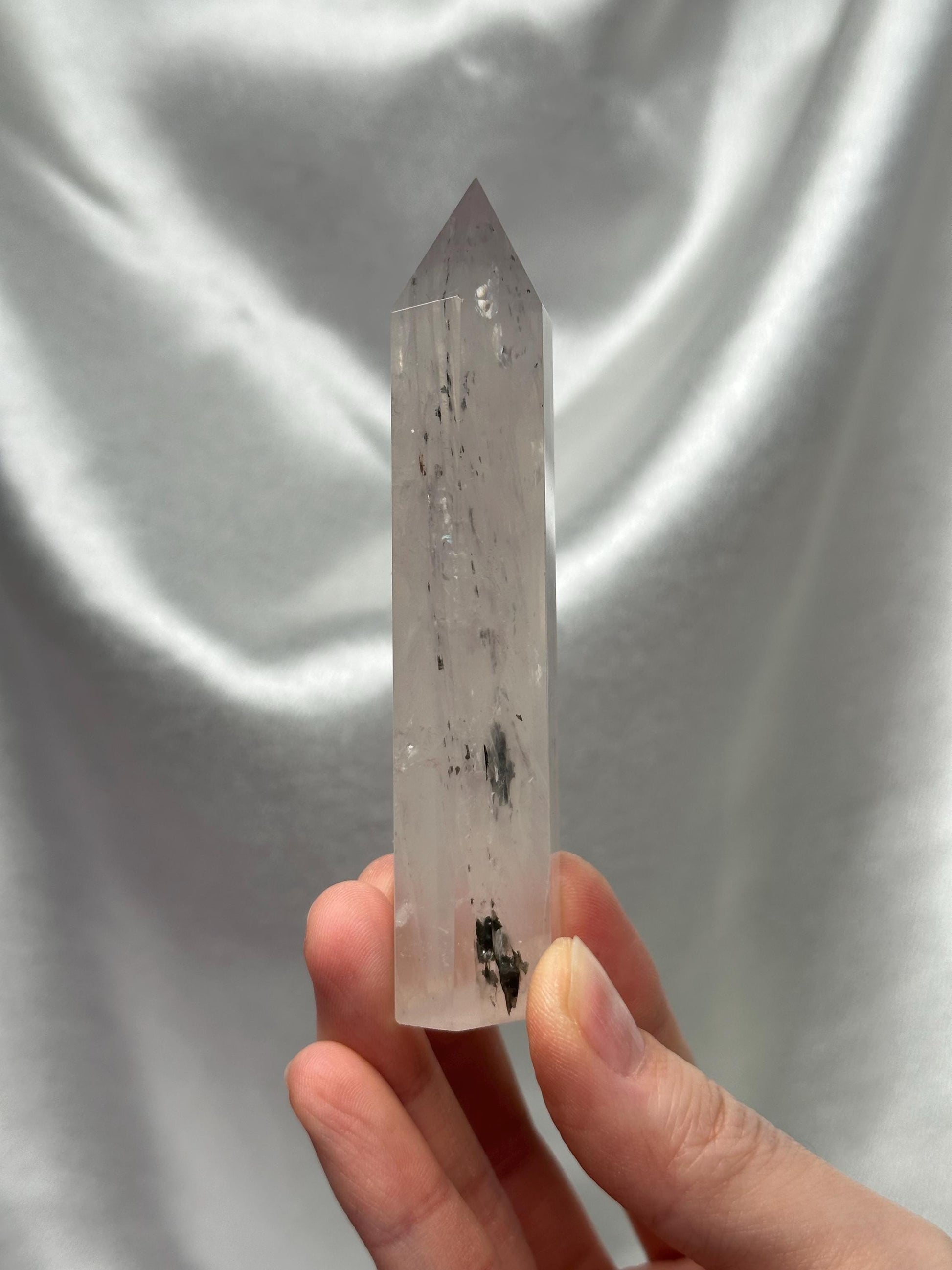 Rose Quartz with Pyrite Tower | Natural Pink Quartz Crystal Point with Pyrite Inclusions | Raw Mineral Specimen for Collectors & Display