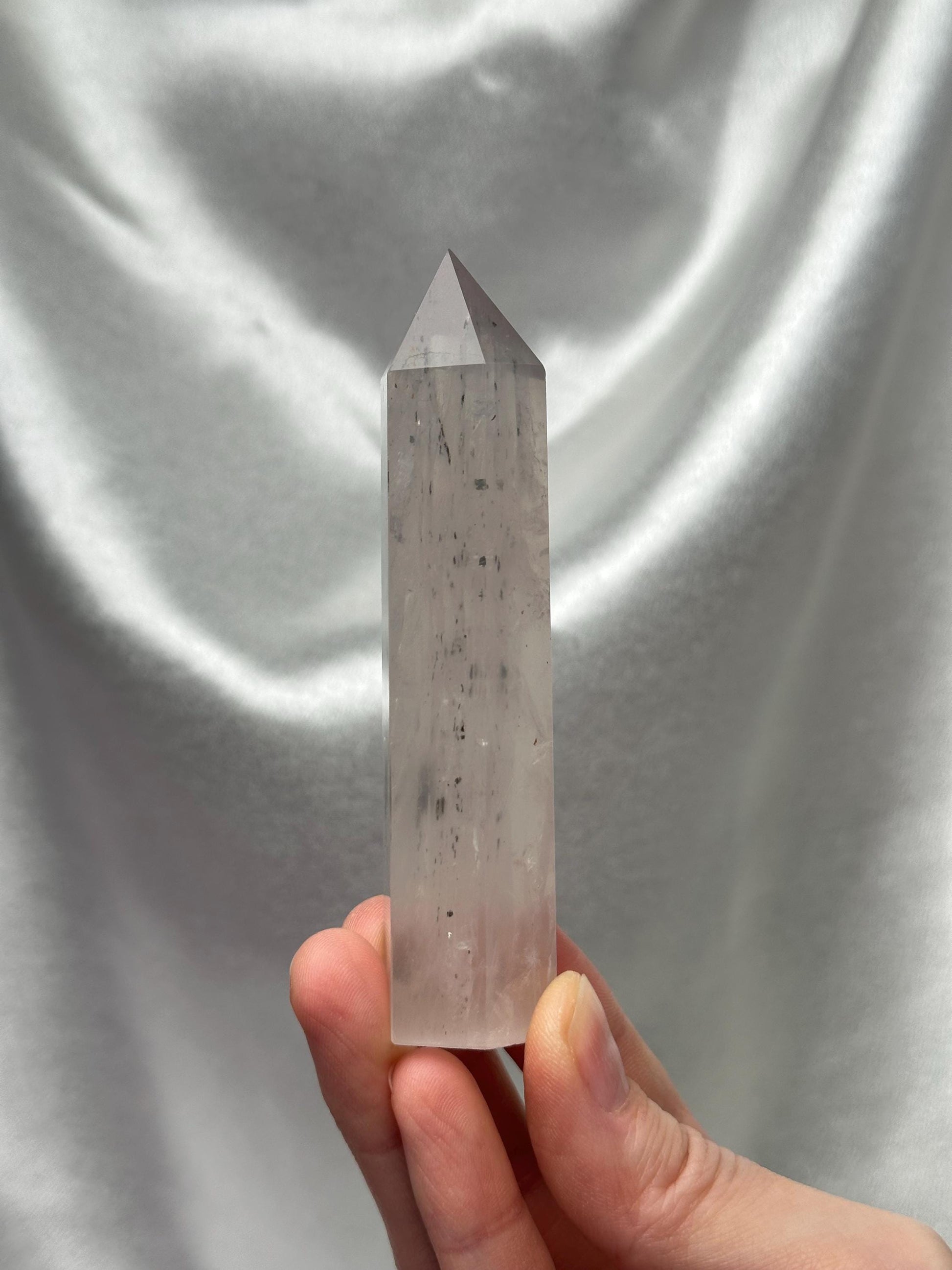Rose Quartz with Pyrite Tower | Natural Pink Quartz Crystal Point with Pyrite Inclusions | Raw Mineral Specimen for Collectors & Display