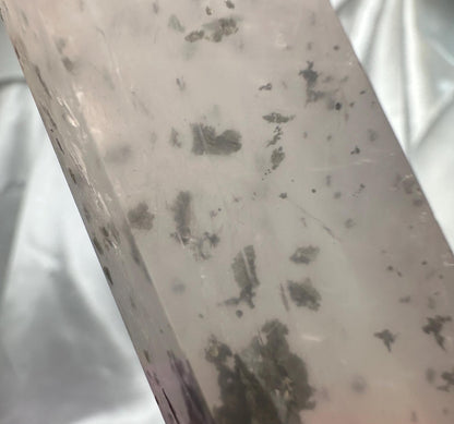 Rose Quartz with Pyrite Tower | Natural Pink Quartz Crystal Point with Pyrite Inclusions | Raw Mineral Specimen for Collectors & Display