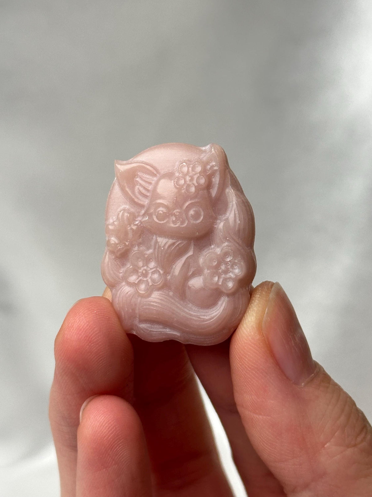 Pink Opal Mini Fox Crystal Carving | Hand-Carved Gemstone Figurine | Stone of Love & Calm Energy | Cute Animal Gift for Fox Lovers