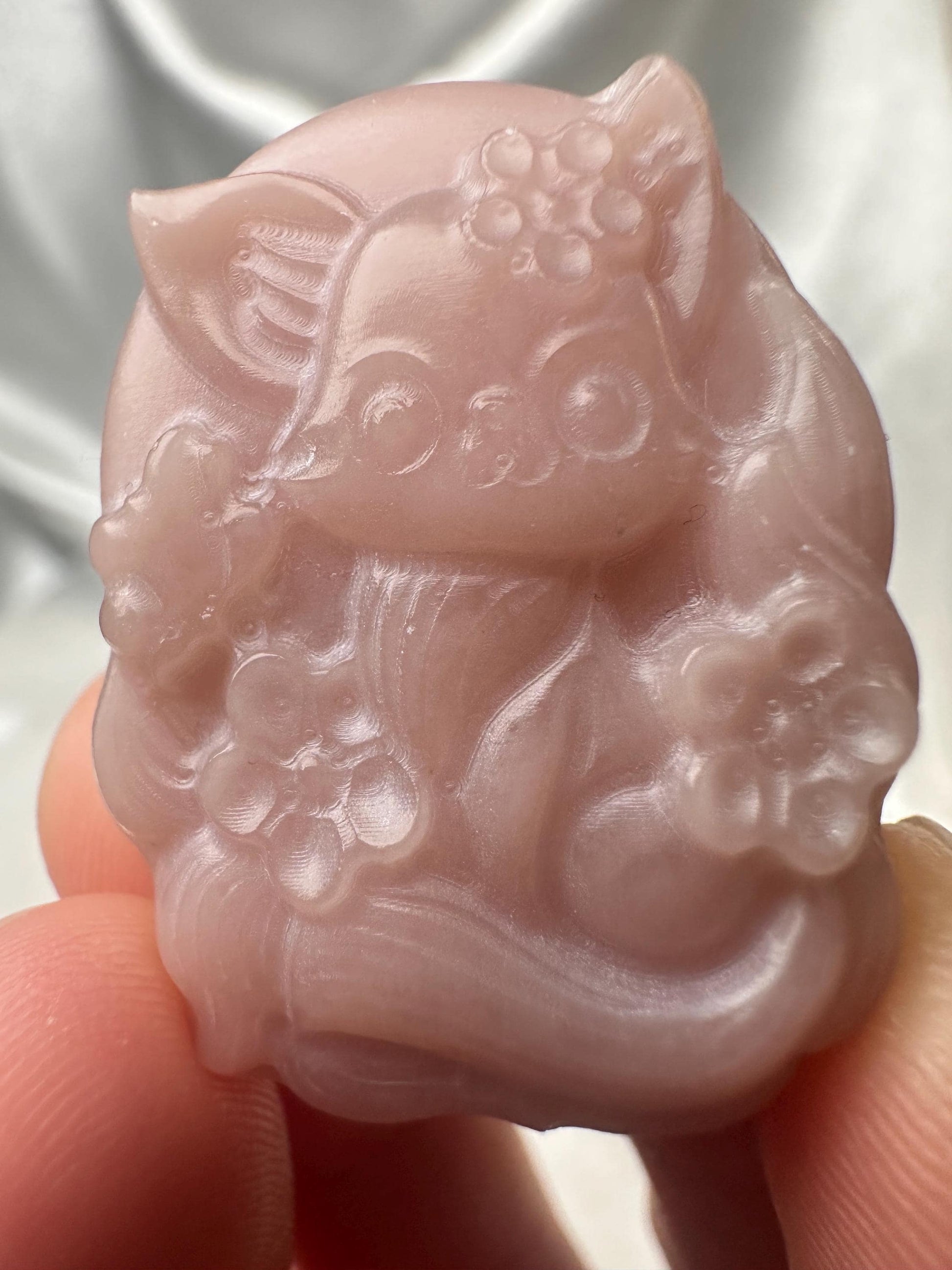 Pink Opal Mini Fox Crystal Carving | Hand-Carved Gemstone Figurine | Stone of Love & Calm Energy | Cute Animal Gift for Fox Lovers