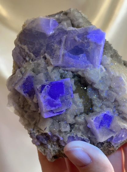 Sugar Druzy Fluorite UV Reactive | Natural Crystal Cluster from Fujian, China | Sparkling Collector Mineral Specimen