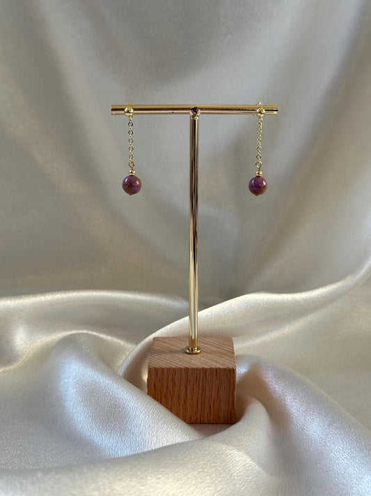 Phosphosiderite Drop Stud Earrings | Natural Purple Gemstone Dangles | Handmade Phosphosiderite Jewelry for Everyday Wear