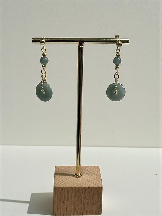 Jade Donut Stud Drop Dangle Earrings | Natural Green Jade Hoop Style Drops | Handmade Gemstone Earrings for Everyday Simple Jewelry Gift