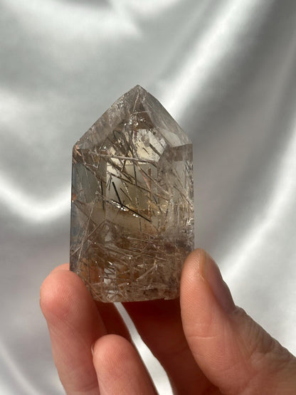RARE Citrine & Clear Quartz with Rutile – You Pick | Polished Towers | Needle Inclusion Quartz Points | Natural Yellow and Clear Specimens