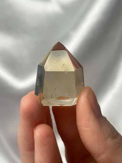 RARE Citrine & Clear Quartz with Rutile – You Pick | Polished Towers | Needle Inclusion Quartz Points | Natural Yellow and Clear Specimens