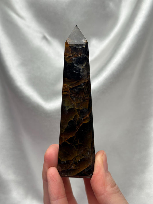 Smoky Golden Healer Quartz Tower | Natural Citrine-Toned Smokey Quartz Point | Raw Mineral Specimen for Collectors & Crystal Display